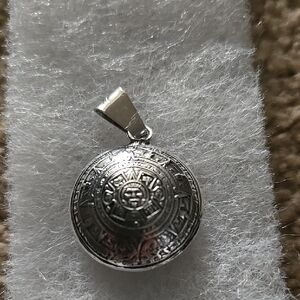 Silver Aztec Calendar Pendant